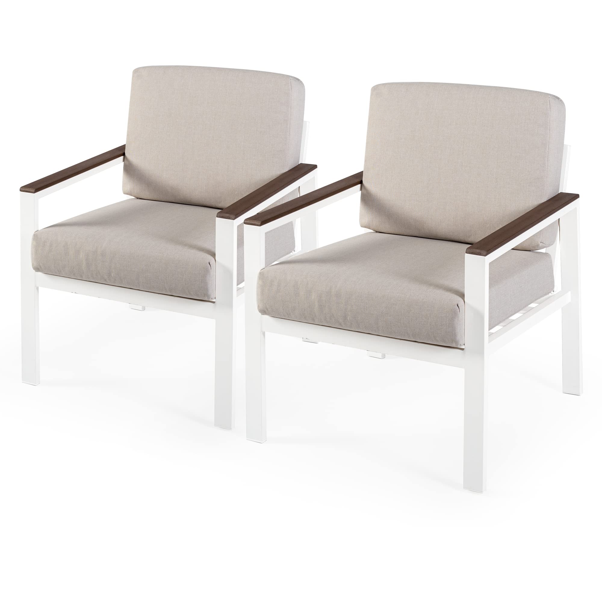 ZINUS Dillon 4-Piece Outdoor Patio Conversation Set - Aluminum & Poly Lumber, Weather-Resistant, Rust-Proof, Easy Assembly (White) - Perfect for Backyard, Garden, Poolside & Deck Relaxation