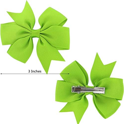 40-Piece 3 Inch Grosgrain Ribbon Pinwheel Hair Bows with Alligator Clips for Girls, Babies & Toddlers - Cute Hair Accessories for Kids & Teens - Perfect for Parties, School & Special Occasions