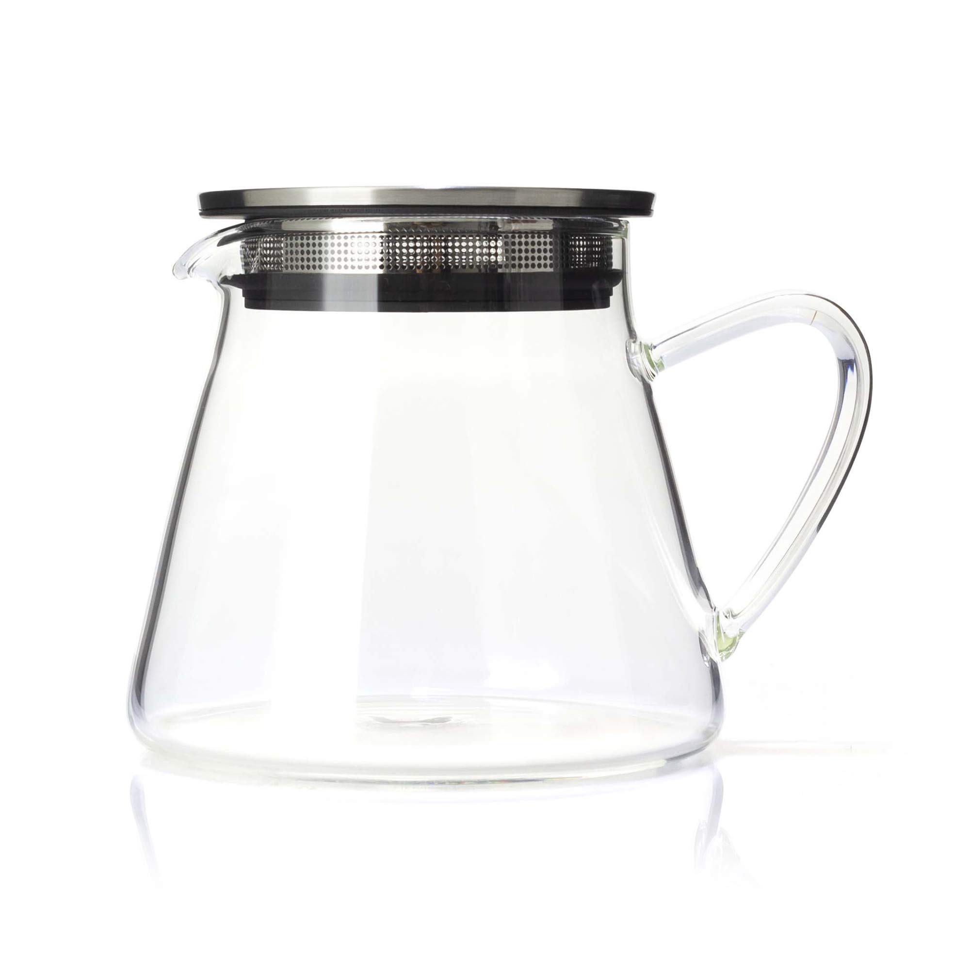 Four Life 841 Heat Resistant Glass Teapot - 18.9 fl oz (532 ml) Capacity for 3 Cups with Lid & Tea Strainer | Microwave & Dishwasher Safe, One-Handed Pouring | Perfect for Loose Leaf Tea Brewing, Iced Tea Making & Office/Home Use