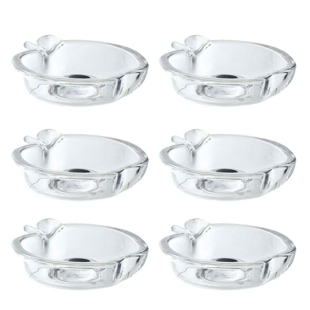 6-Piece Glass Seasoning Dishes Set - Small Dipping Bowls, Appetizer Plates, Ketchup Saucers & Mini Dessert Dishes - Perfect for Condiments, Snacks, Sushi Soy Sauce, and Party Serving
