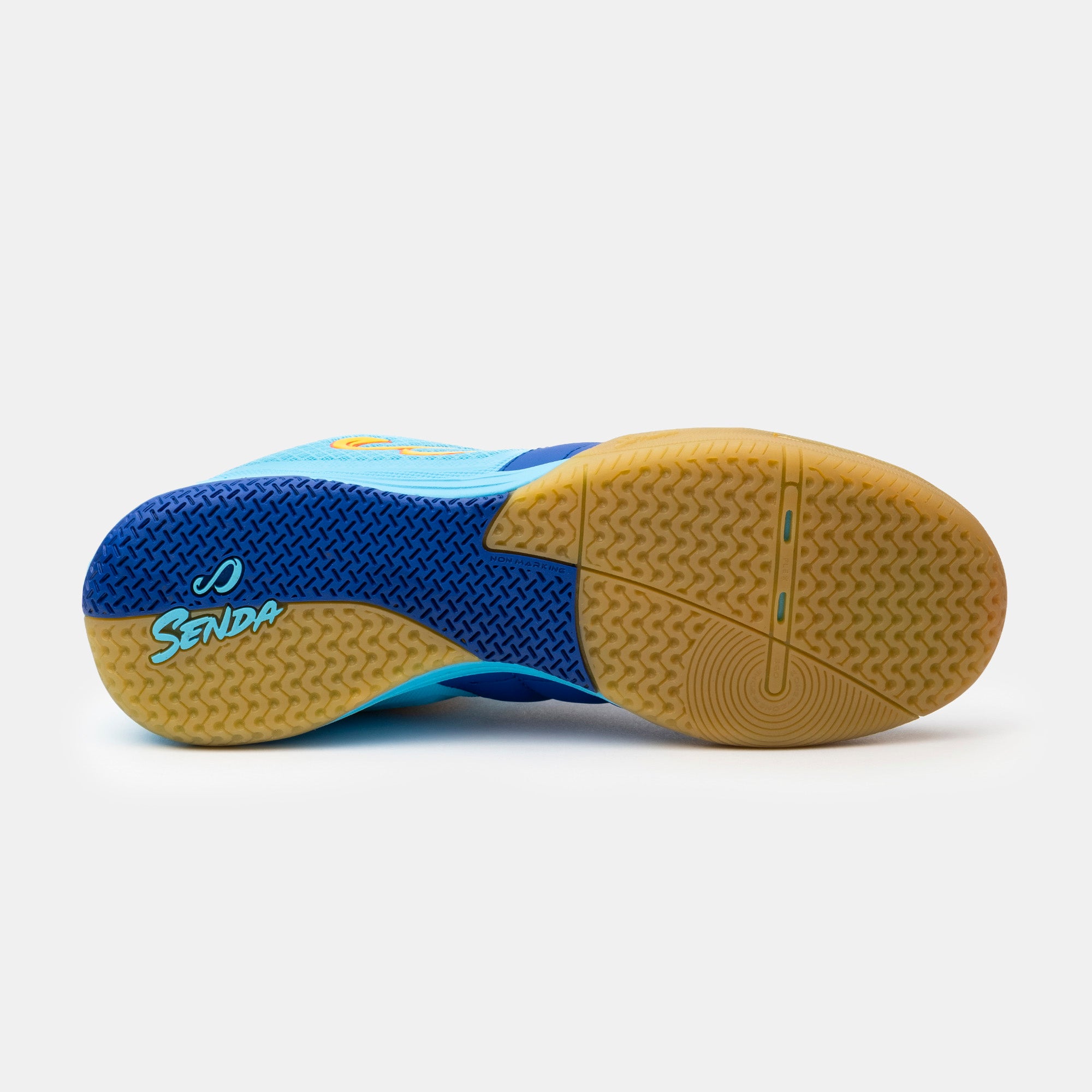 Senda Athletics USHUAIA Club 2.0 Futsal Soccer Shoes for Men & Women - Lightweight Indoor Football Cleats with Non-Marking Sole in Blue/Yellow - Perfect for Futsal, Indoor Soccer, and Court Sports