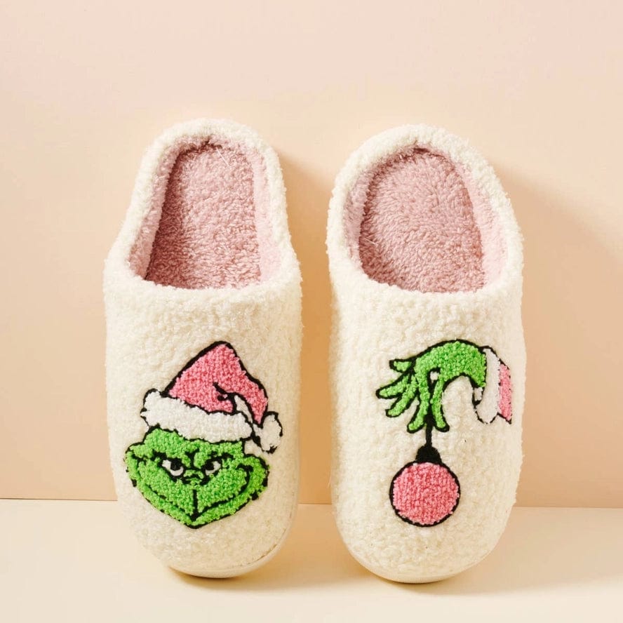 Grinch Fuzzy Slippers - Cozy Christmas House Shoes for Women & Men - Perfect Holiday Gift for Xmas Party, Movie Night & Winter Relaxation