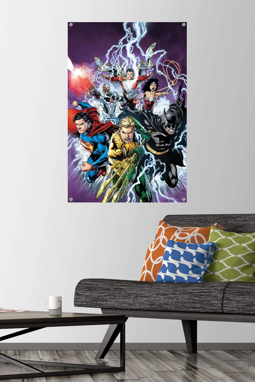DC Comics Justice League Superheroes Wall Poster with Push Pins - Perfect for Bedroom, Office & Comic Fan Decor