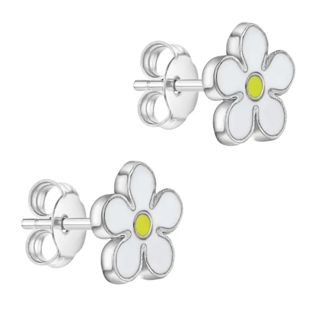 Fun Summer Daisy Enamel Earrings for Kids - Sterling Silver Dangle Earrings for Girls - Perfect for Birthday Gifts, Parties & Everyday Wear