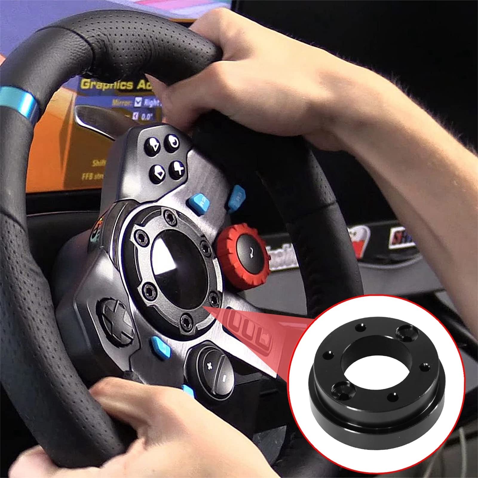 Lumclaw 13-Inch Steering Wheel Adapter Plate for Logitech G29 G920 G923 - 70mm PCD Racing Wheel Mod (Black) | Perfect for Sim Racing, Gaming Setups & Car Simulation Enthusiasts