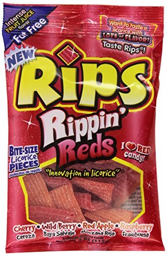Rips Rippin Reds Licorice Candy - 12 Bags (4 oz Each) | Bulk Red Licorice Snacks for Parties, Movie Nights & Office Treats