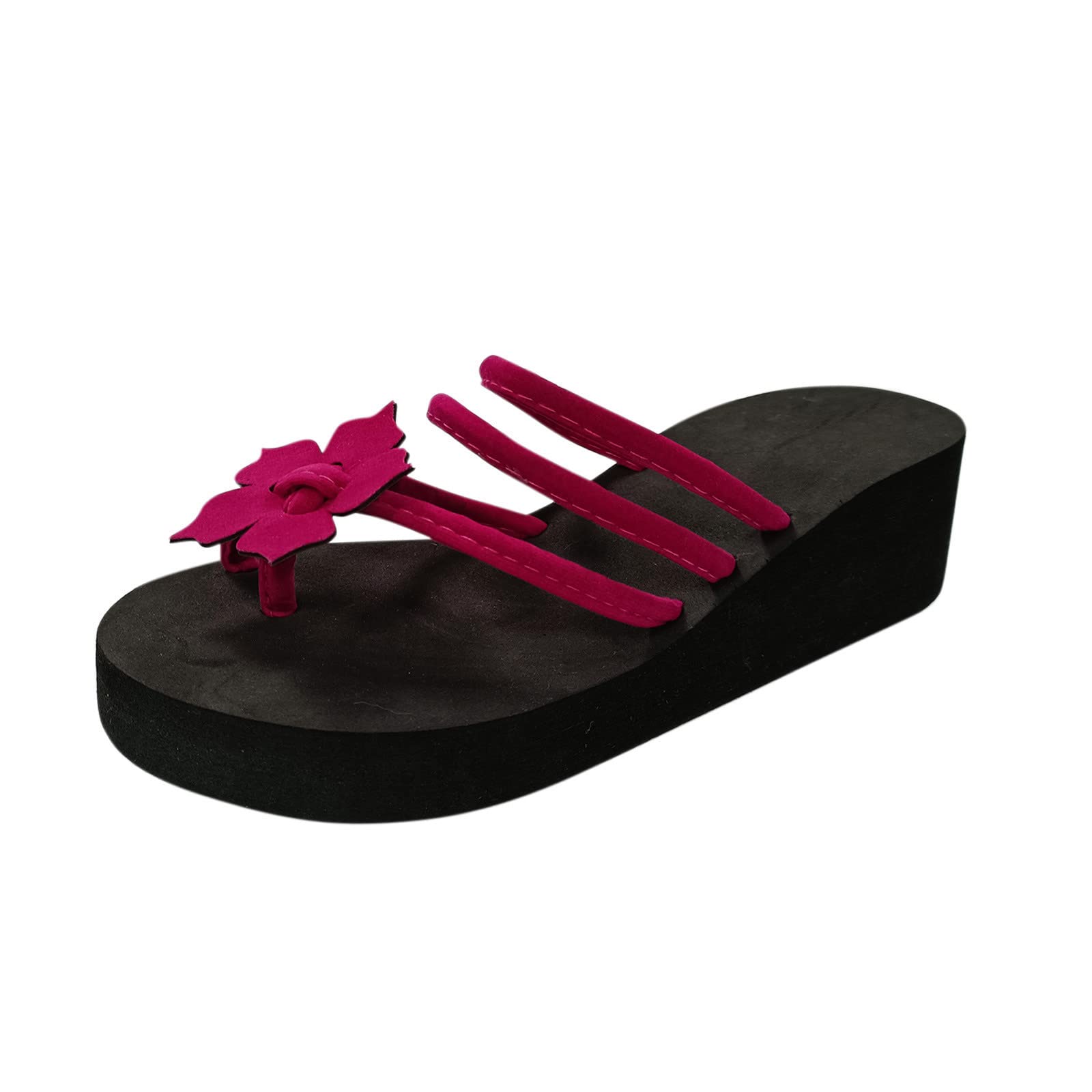 Women's Casual Platform Flip Flops - Slip On Peep Toe Bohemian Wedge Sandals for Summer | Beach Slippers & Outdoor Slides (Hot Pink, Size 8) | Perfect for Beach Vacations, Poolside Lounging & Summer Fashion Outfits