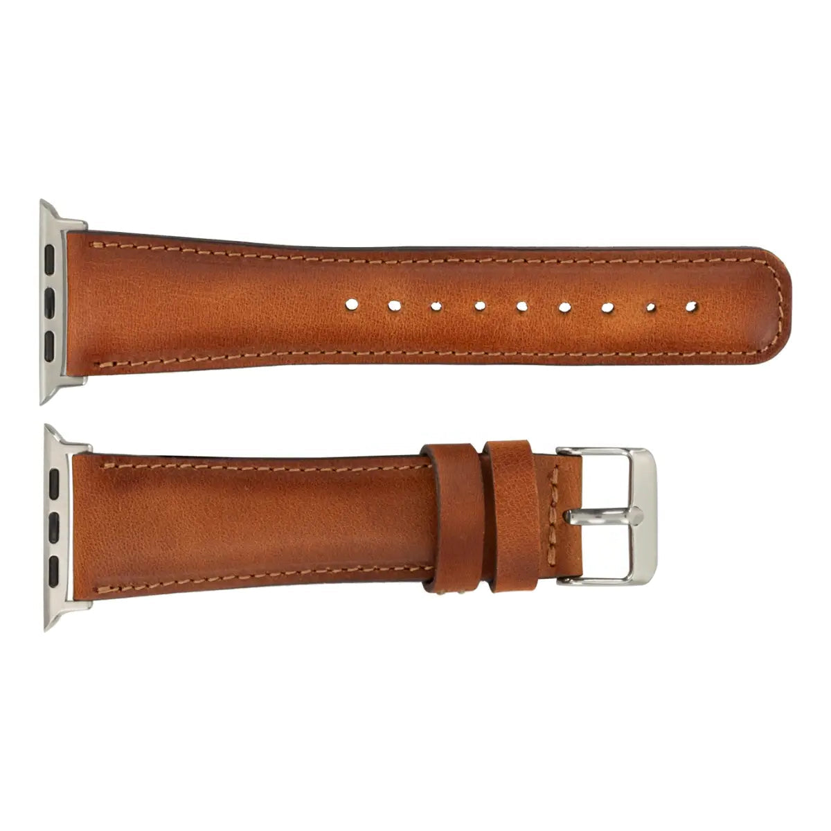Premium Camel Brown Leather Apple Watch Band - Classic Strap for Apple Watch Series 9/8/7/SE/6/5/4/3 - Durable & Comfortable for Work, Travel & Everyday Wear