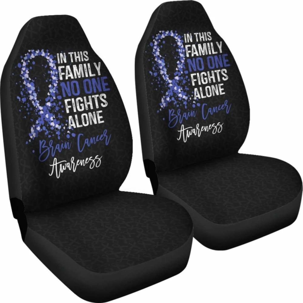 Brain Cancer Awareness Car Seat Covers - No One Fights Alone - Supportive & Comfortable Seat Protectors for Cars, SUVs & Trucks - Perfect for Patients, Caregivers & Supporters