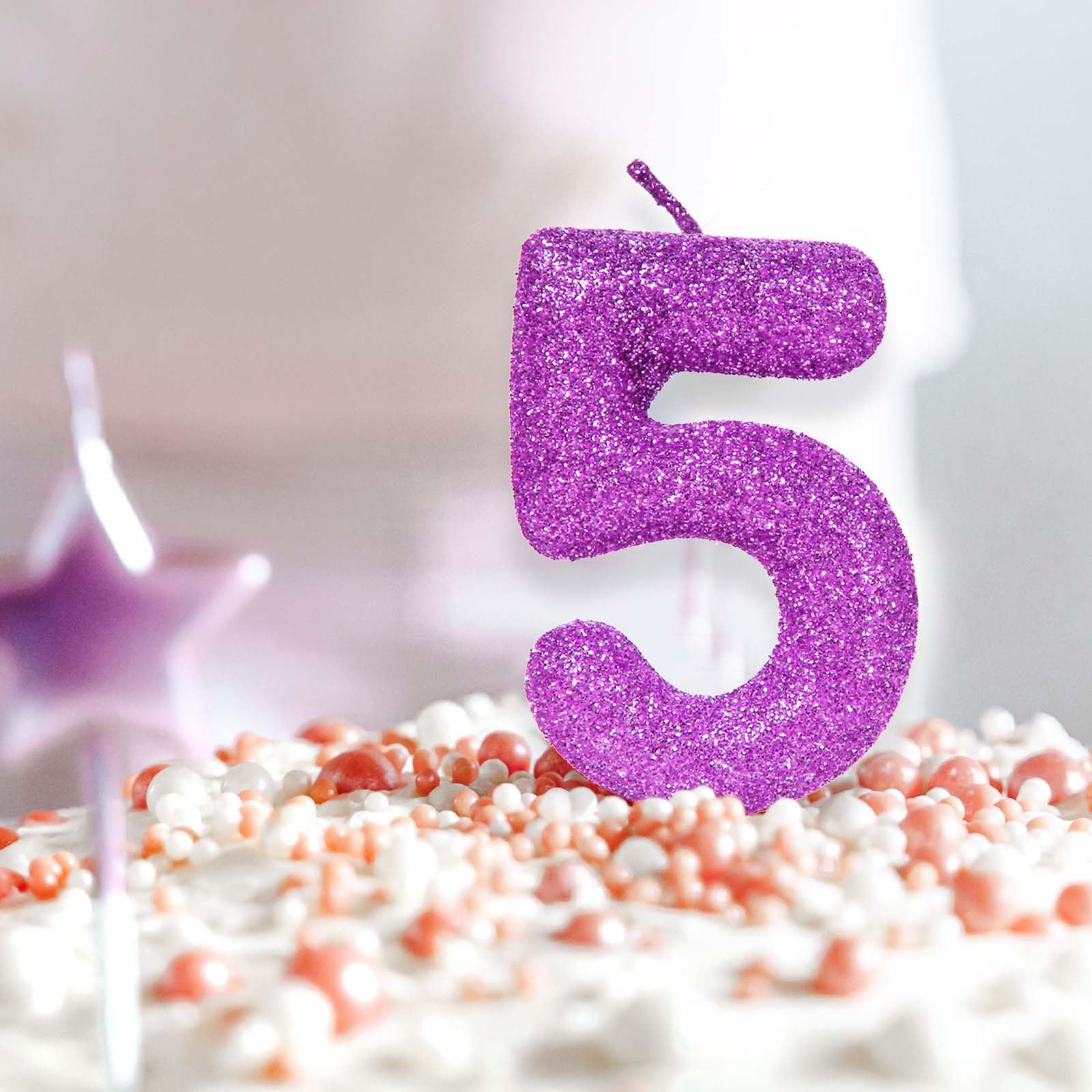 4th Birthday Candles - Sparkling Purple & Pink Number Cake Toppers for Girls Birthday Party, Wedding, Anniversary Decorations | Perfect for Cake Decor, Dessert Table, and Celebration Supplies