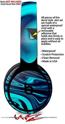 Beats Solo Pro Headphone Skin Decal Wrap - Liquid Metal Chrome Neon Blue Protective Cover | Compatible with Beats Solo Pro (Headphones Not Included) | Perfect for Gym, Travel & Daily Use