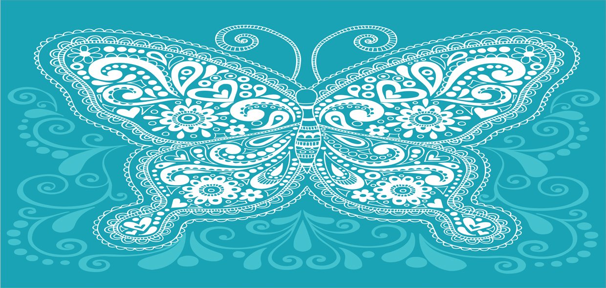 Lunarable Butterfly Pencil Holder - Floral Paisley Design with Hearts & Animal Illustrations, Ceramic Desk Organizer for Office & Home Decor | Perfect for Workstations, Study Rooms & Gift Giving (Pale Blue & White)