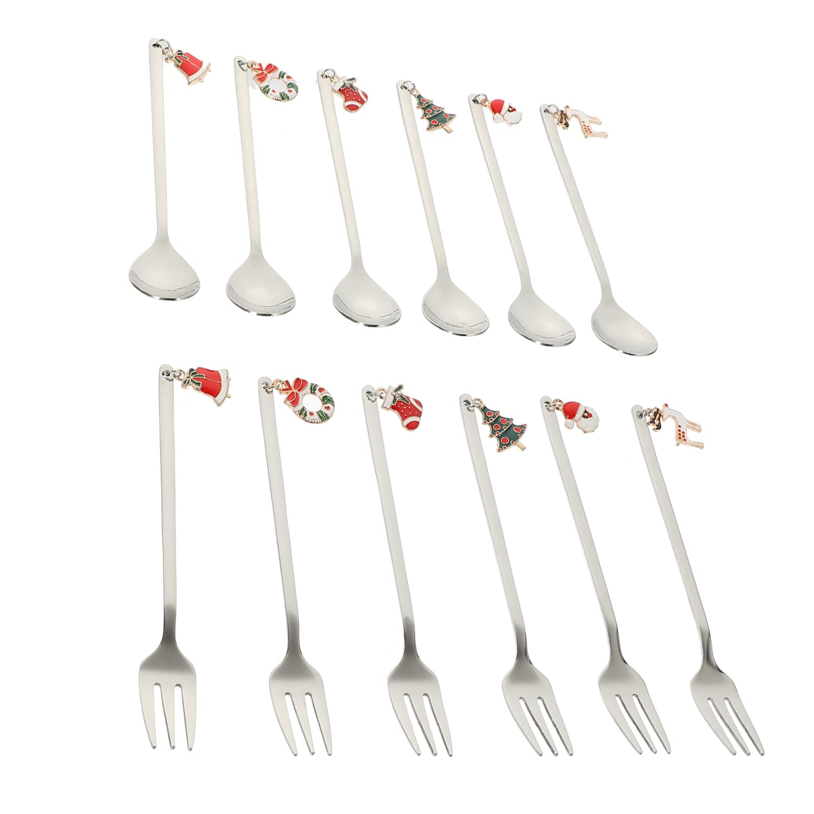 Premium 24-Piece Christmas Cutlery Set - Stainless Steel Dessert Forks, Coffee Spoons & Multipurpose Silverware for Ice Cream, Fruits & Desserts - Perfect for Holiday Parties, Dinnerware & Gift Giving
