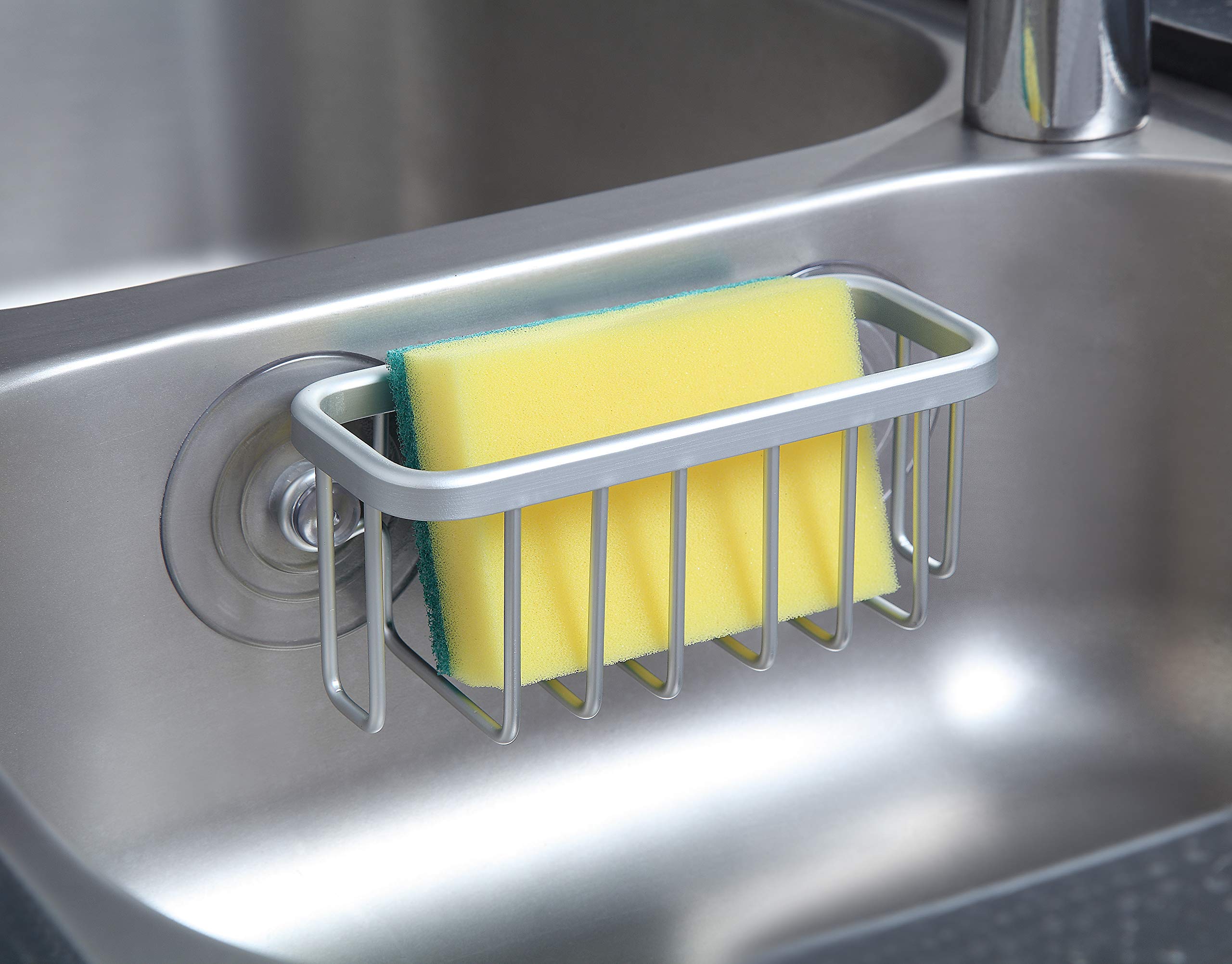 SunnyPoint NeverRust Aluminum Suction Sponge Holder for Kitchen & Bathroom - 6