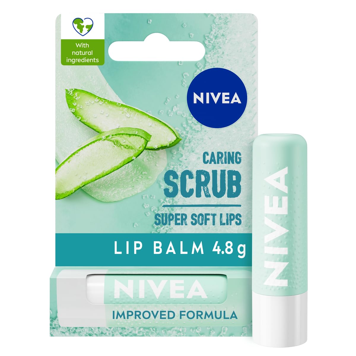 NIVEA 2in1 Aloe Vera Lip Scrub & Balm (4.8g) - Exfoliating Lip Care with Vitamin E for Soft Lips | Gentle Hydration, No Wipe Needed | Perfect for Dry Lips, Night Care & Makeup Prep