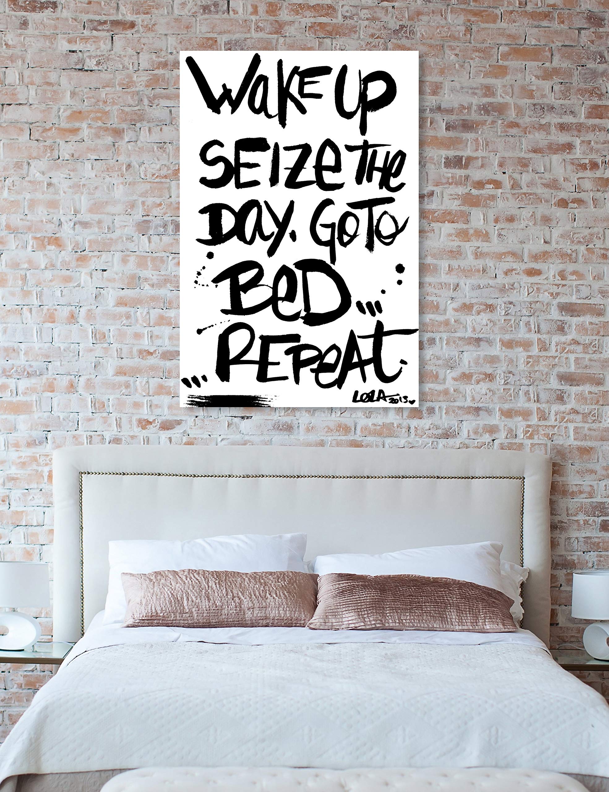Seize The Day Minimalist Typography Wall Art Canvas Print - Inspirational Quote Home Decor for Living Room, Bedroom & Office
