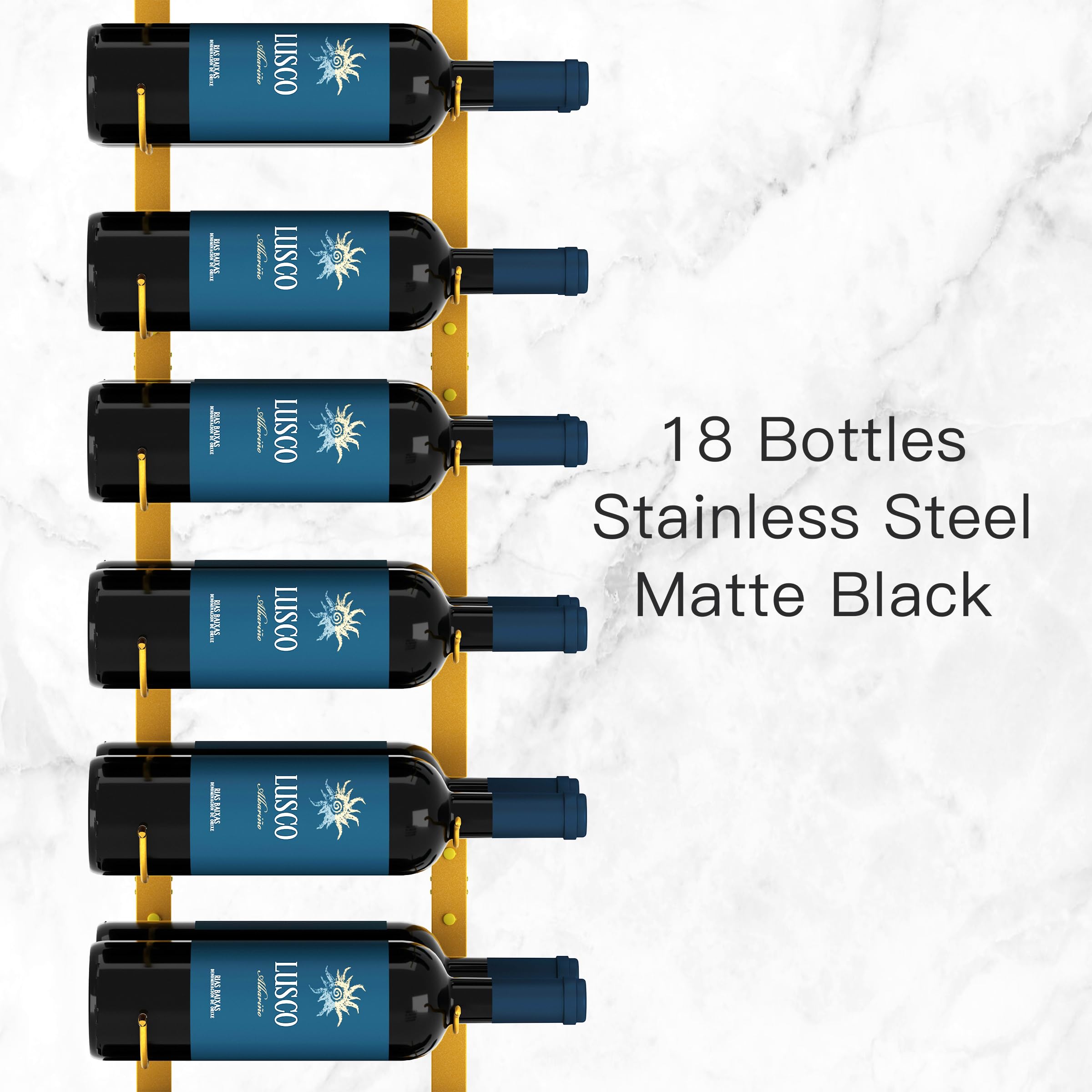 CharaVector Wall Mount Wine Rack - Holds 36 Bottles (2PCS), DIY 1/2/3 Tier Metal Wine Storage for Wine, Liquor & Champagne - Gold Home Kitchen Decor for Dining Room, Bar & Party Entertaining