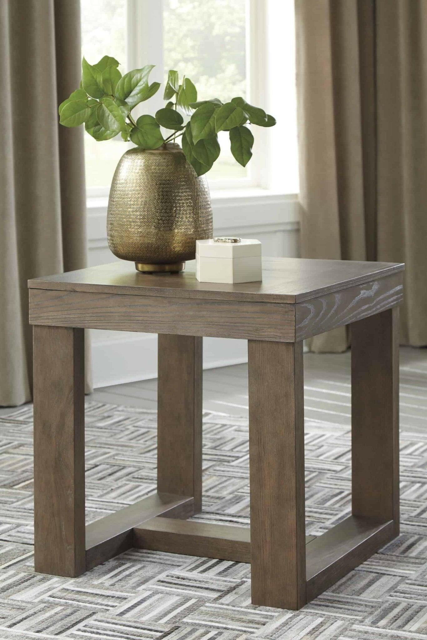 Cariton End Table T471 - Modern Side Table with Storage Shelf for Living Room, Bedroom & Office - Compact Nightstand with Sturdy Metal Frame & Wooden Top