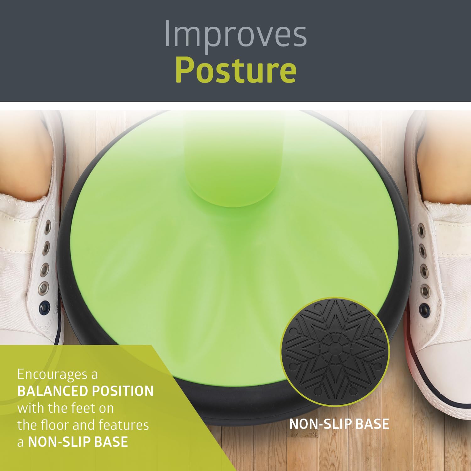 Pearington SitFree Height Adjustable Wobble Stool - Ergonomic Active Seating Chair for Kids & Adults - Perfect for Classroom, Office & Home Use - Green