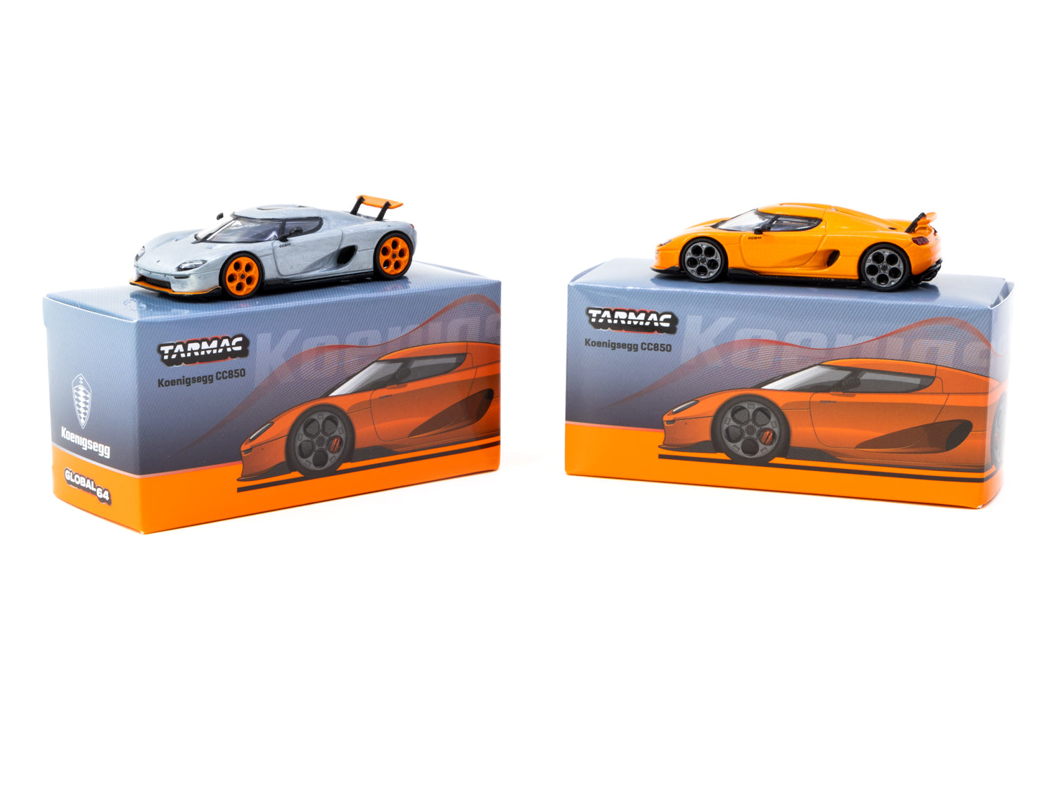 Tarmac Works 1/64 Scale Koenigsegg CC850 Diecast Model Car - Orange - Collectible Miniature for Car Enthusiasts - Perfect for Display, Gifts, and Model Car Collections