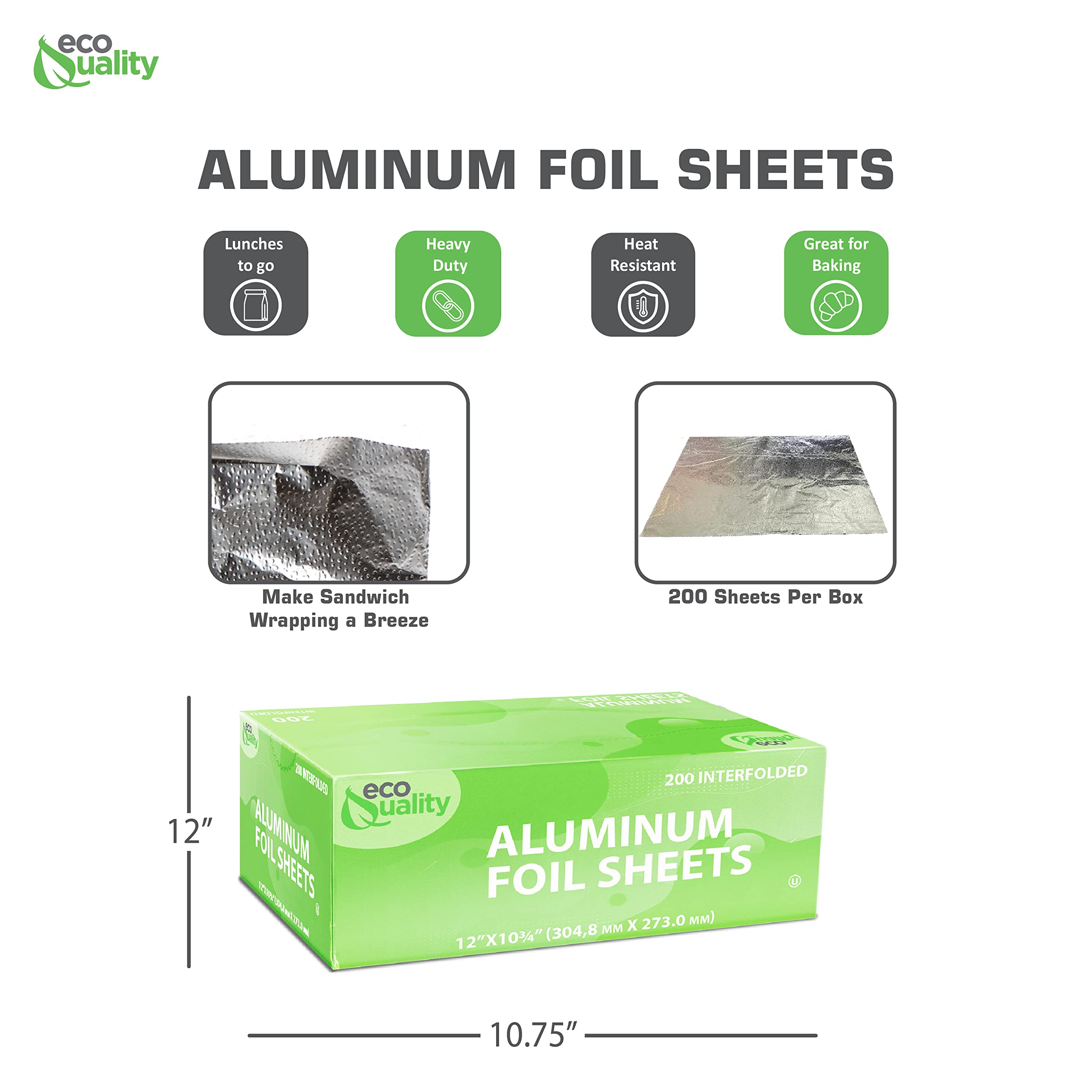 Premium Silver Aluminum Foil Sheets Pre-Cut Pop-Up, 12