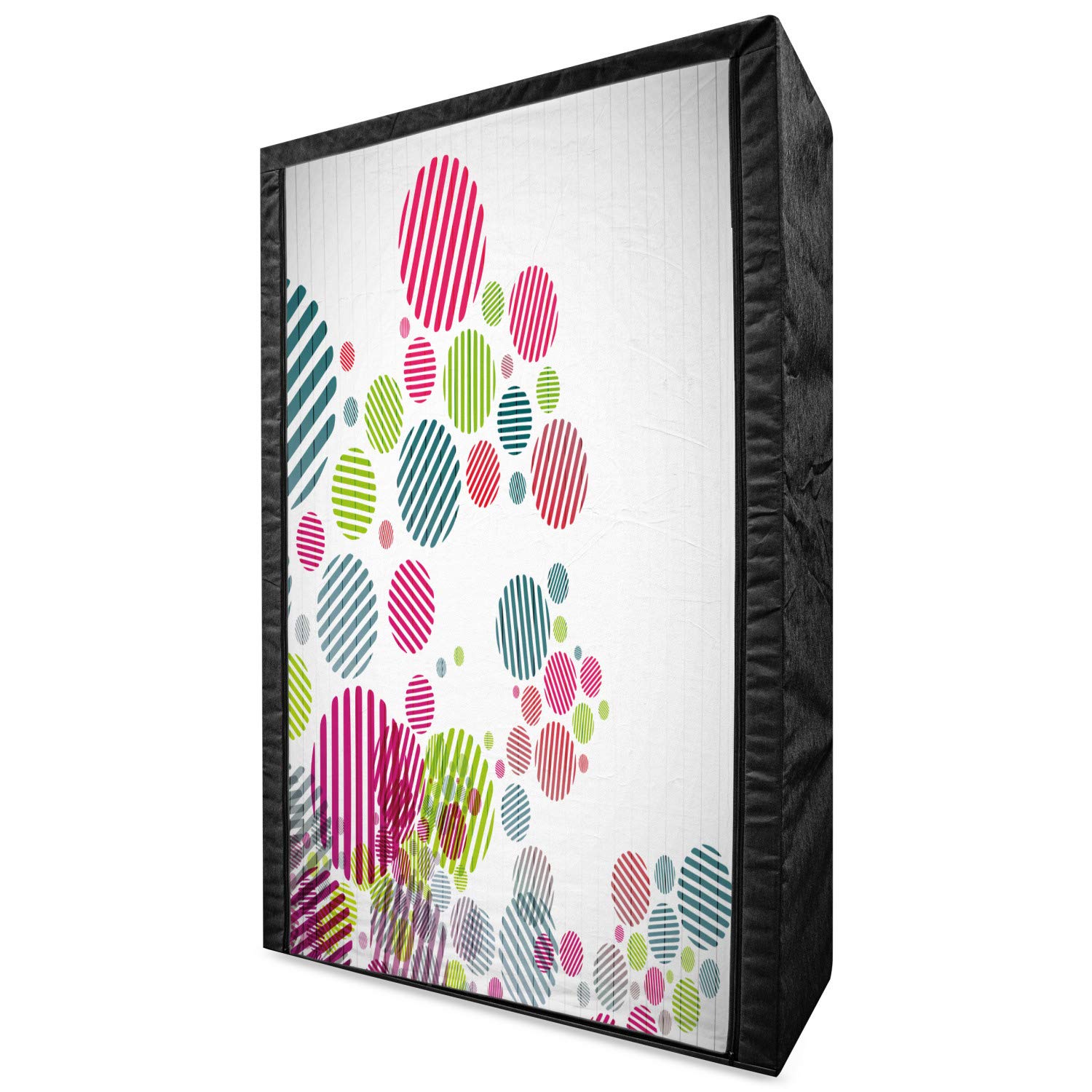 Ambesonne Colorful Portable Fabric Wardrobe - Abstract Striped Pattern with Multicolor Dots, 42.5 Inch Clothing Organizer & Storage Closet with Shelves | Perfect for Bedroom, Dorm, Apartment, or Small Space Organization