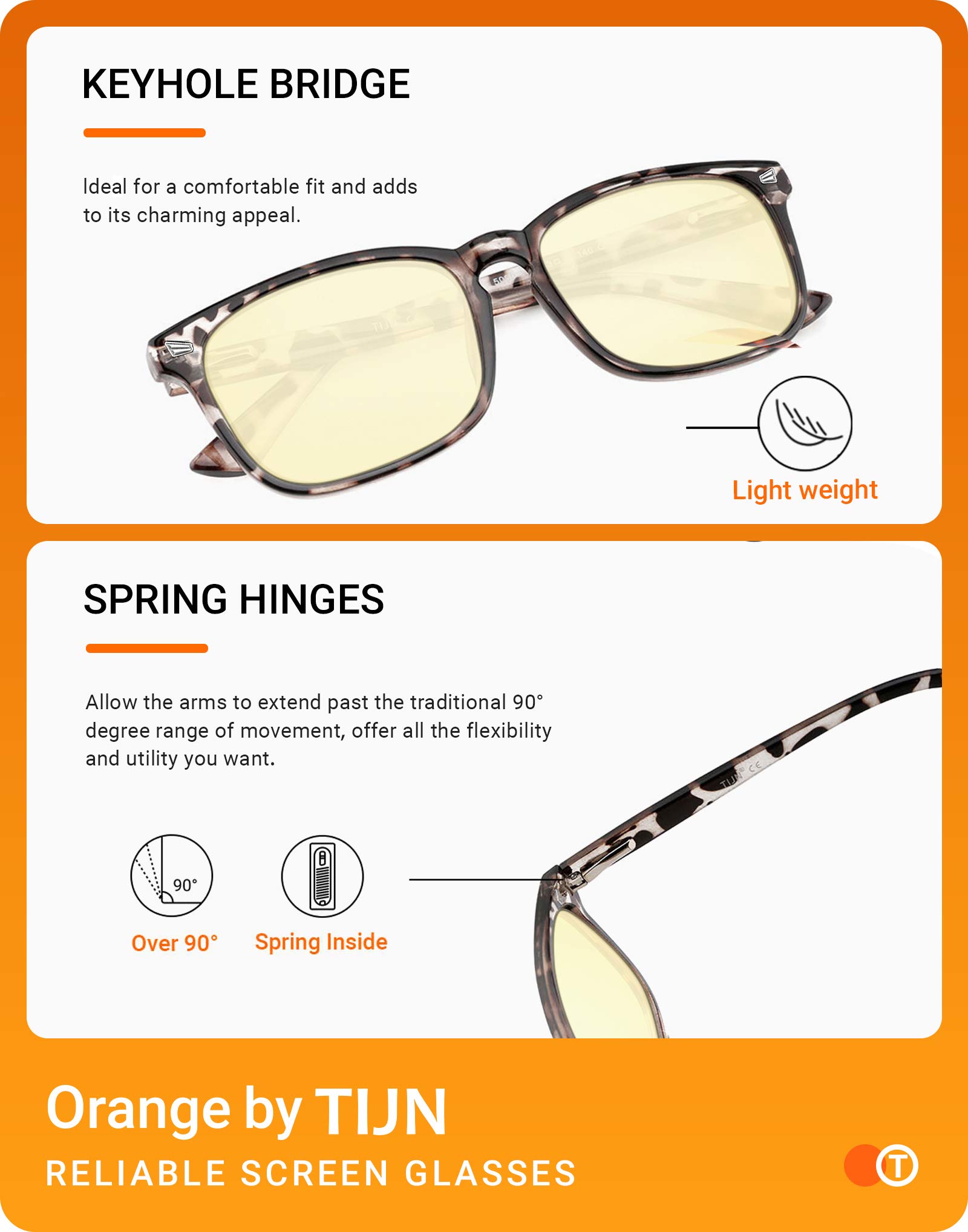 TIJN Blue Light Blocking Gaming Glasses for Women & Men - Anti Eyestrain for PC & Console Gaming