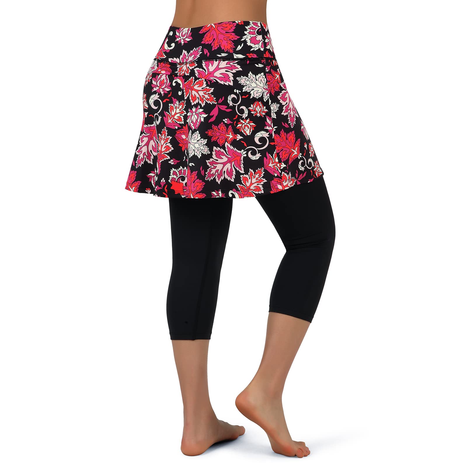ANIVIVO Women's Tennis Skirted Leggings with Pockets - High Waist Yoga Capri Pants with Built-in Skirt for Pickleball, Running & Workout - Breathable Athletic Wear for Women
