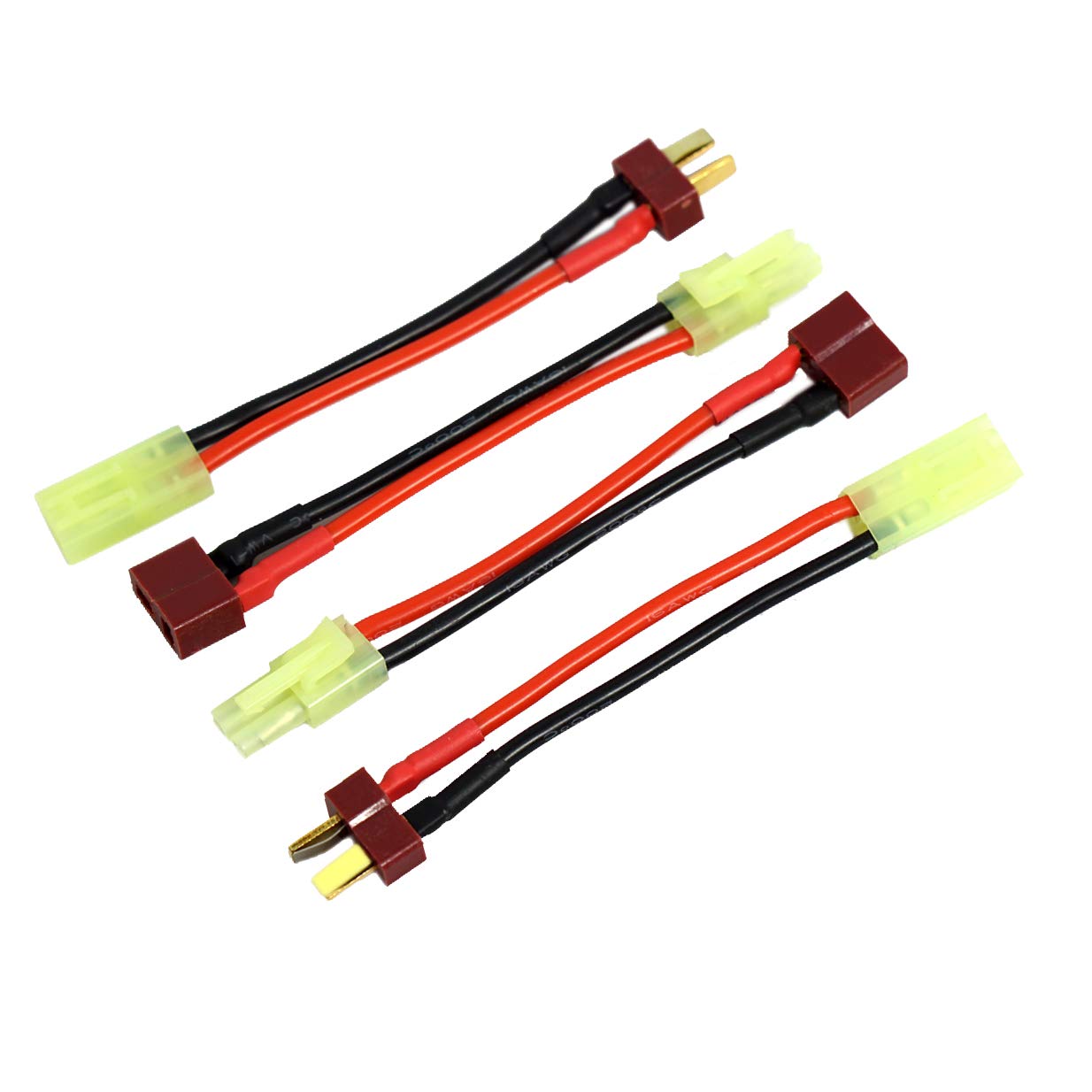 2 Pairs ShareGoo Mini Tamiya to Deans T Plug Adapter - 16AWG Silicone Cable (3.14
