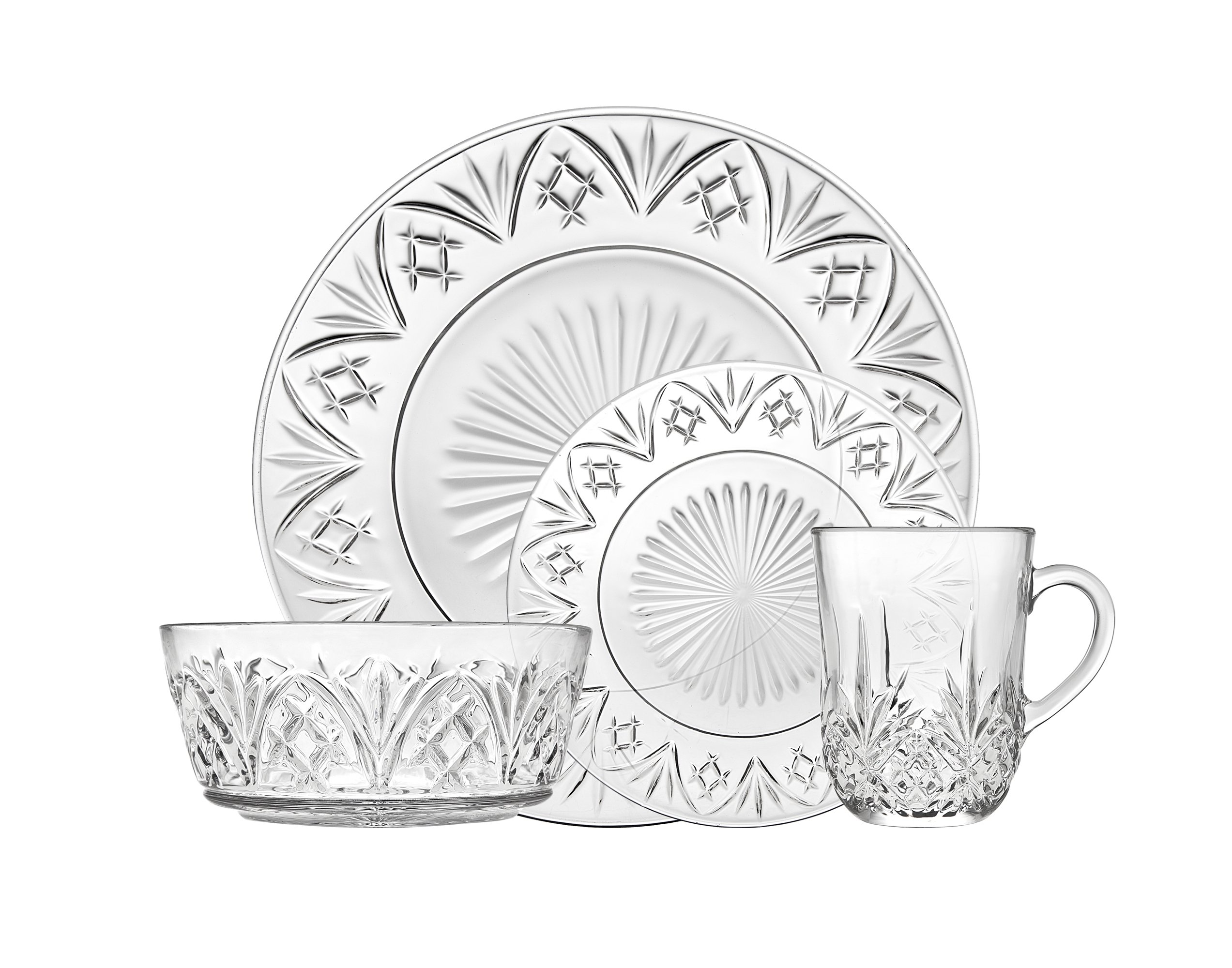 Godinger Dublin 16-Piece Dinnerware Set - Elegant Porcelain Plates, Bowls & Mugs for Formal Dining - Perfect for Holiday Entertaining & Family Gatherings