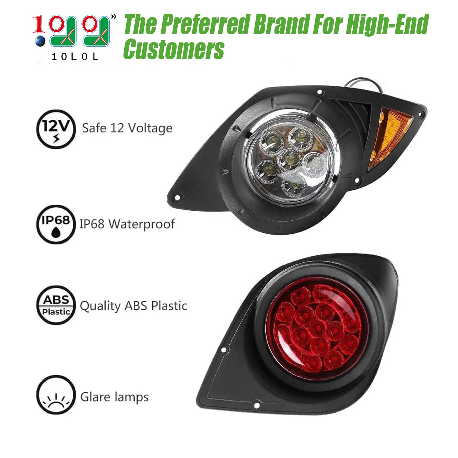 Yamaha G29 Drive 2007-Up Golf Cart Light Kit - 10L0L LED Headlights, Taillights, Turn Signals, Hazard & Brake Lights with Horn | Perfect for Night Golfing, Camping & Neighborhood Cruising