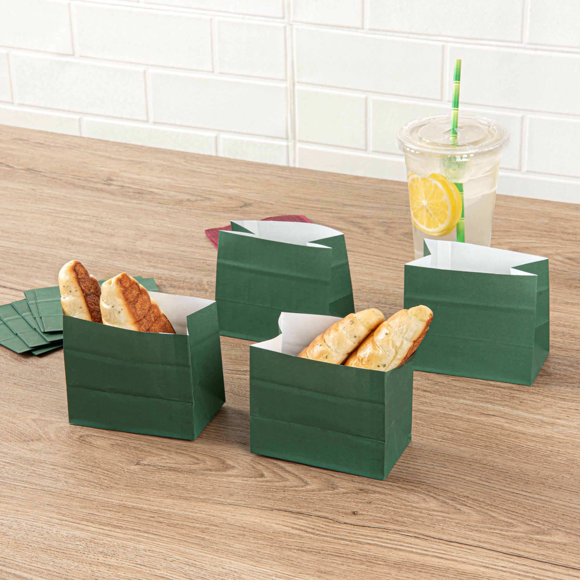 Eco-Friendly Forest Green Paper Snack Bags - 4.25