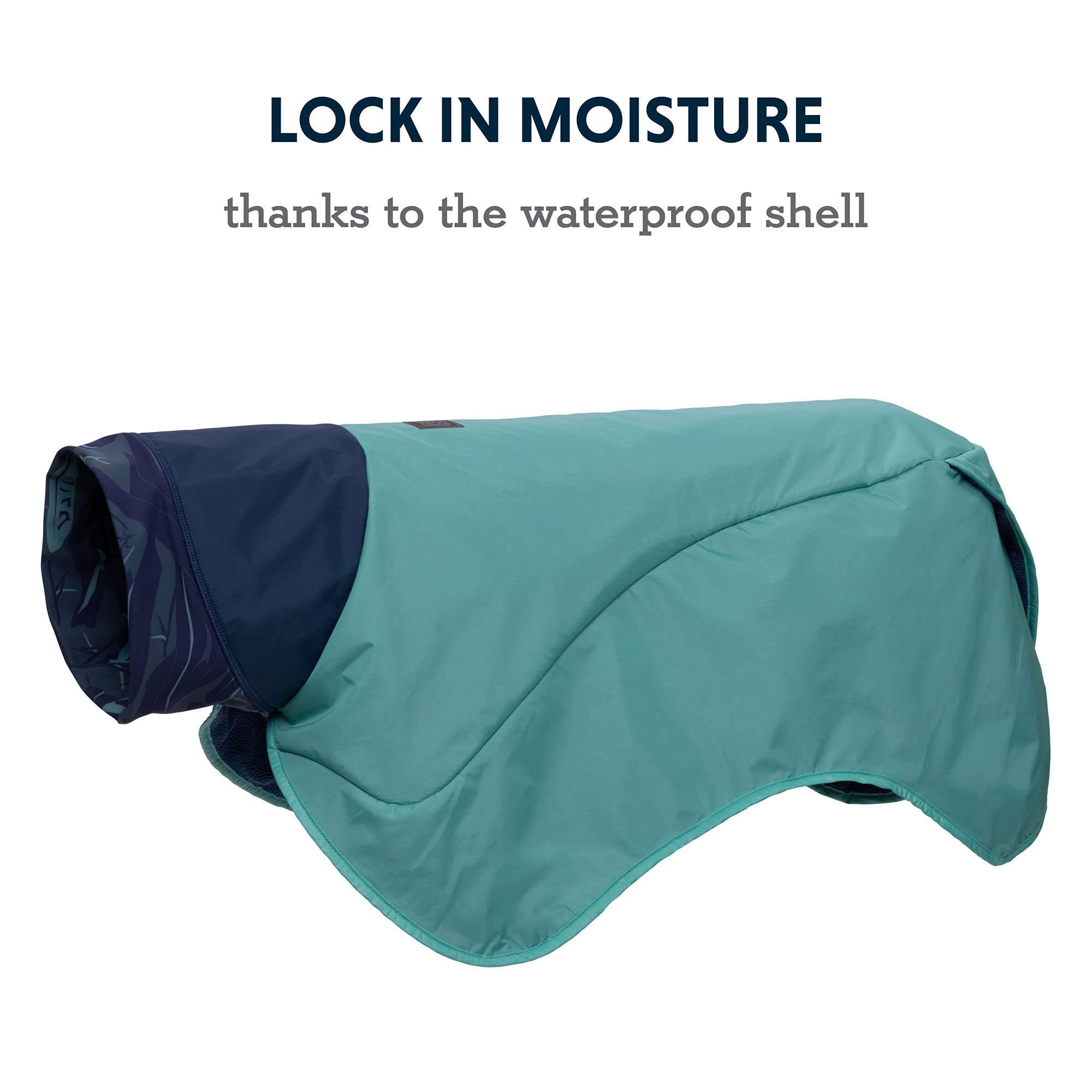Ruffwear Dirtbag Dog Towel - Absorbent Quick-Dry Dog Coat for Camping, Hiking & Outdoor Adventures - Aurora Teal Small - Perfect for Wet Dogs After Swimming or Rainy Days