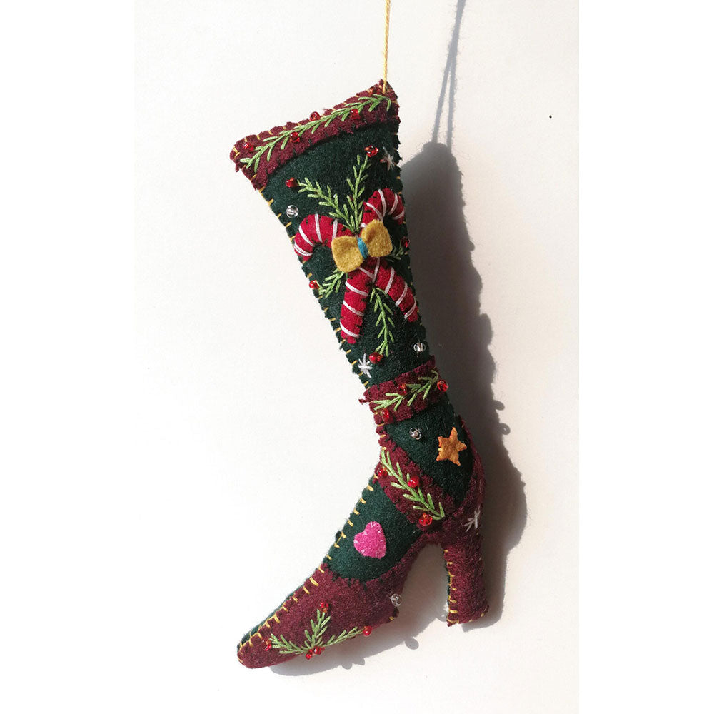 6.5 Inch Red High Heeled Shoes with Green Stockings & Candy Canes - Perfect for Christmas Parties, Holiday Gifts & Festive Celebrations