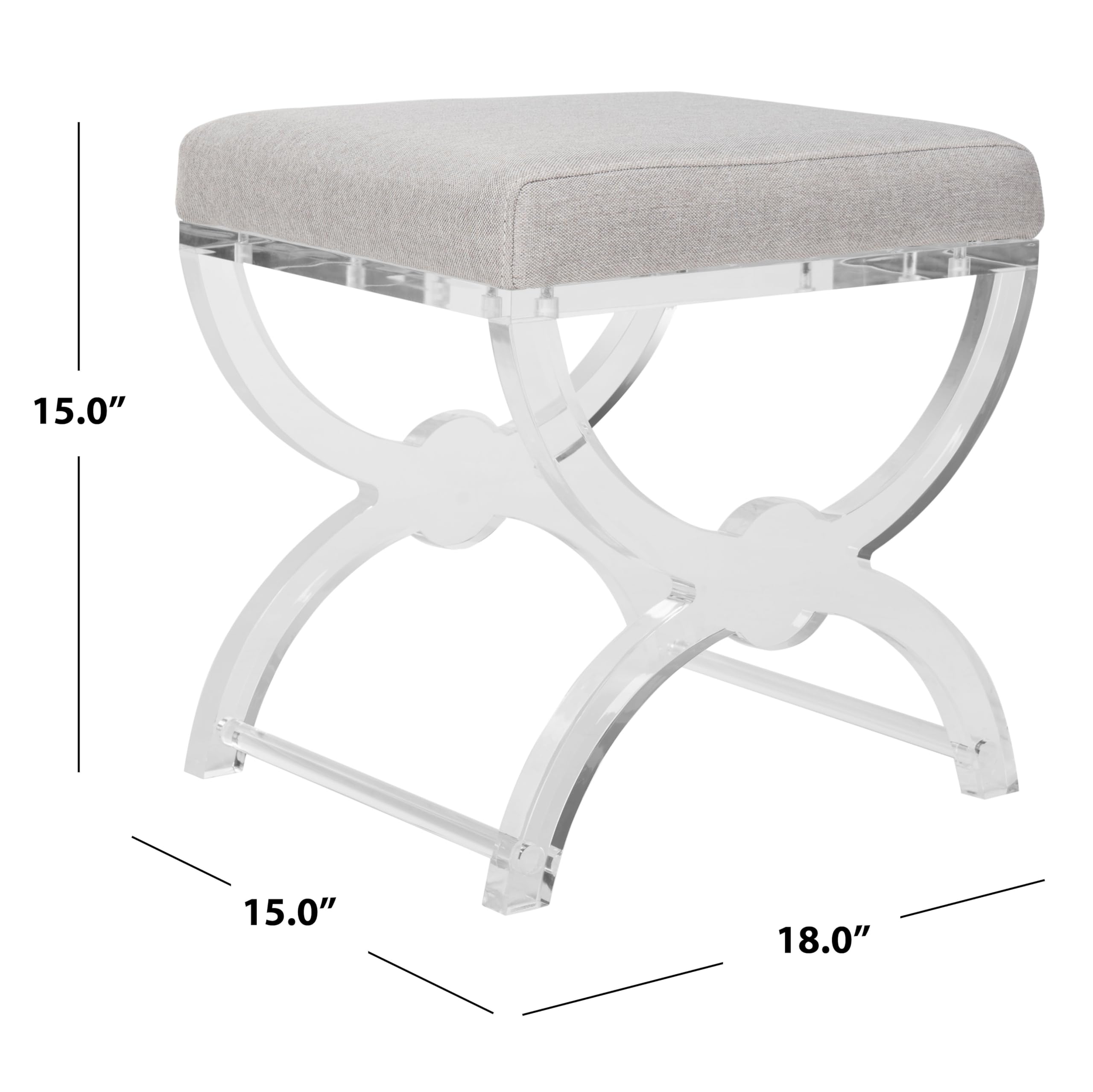 Safavieh Home Collection Delfina Clear Acrylic Ottoman - Modern Coffee Table Stool with Storage - Perfect for Living Room, Bedroom & Office Decor