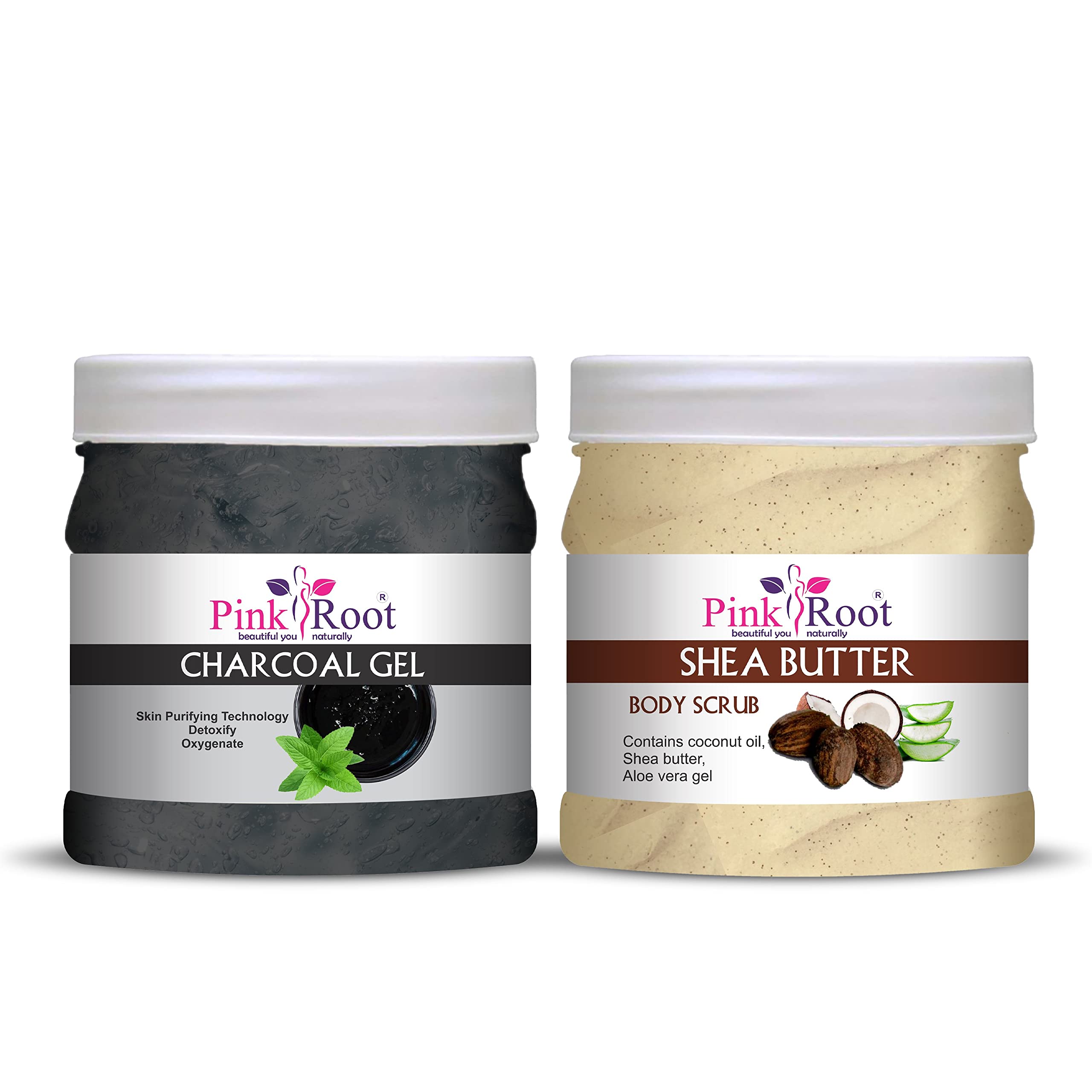 Organic Pink Root Charcoal & Shea Butter Face Scrub 500ml - Deep Cleansing & Exfoliating Gel for Acne, Blackheads & Oily Skin | Vegan Skincare for Women & Men | Perfect for Daily Facial Routine & Spa Treatment