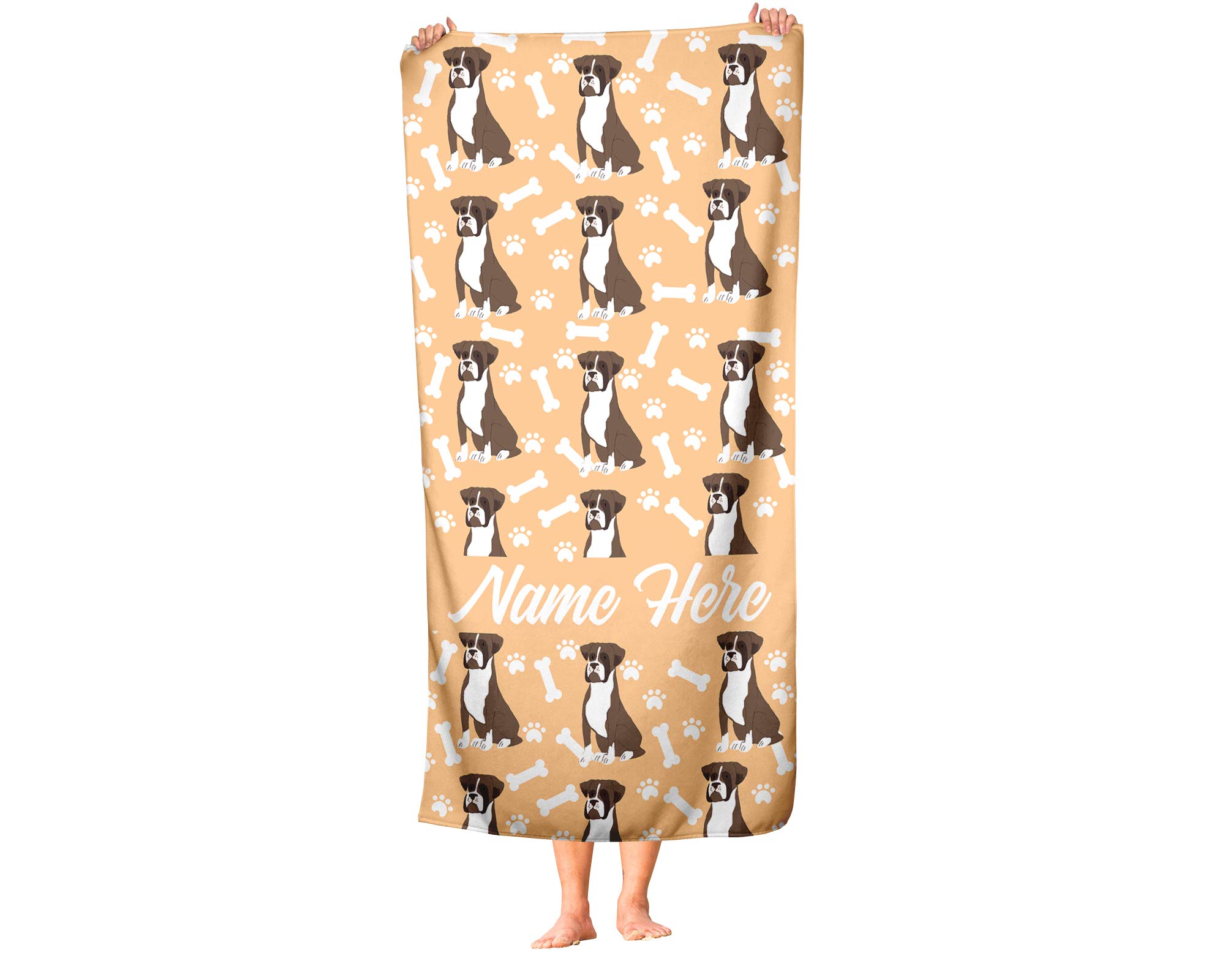 Custom Personalized Boxer Face Beach & Bath Towels - Large & Medium Sizes for Adults & Kids - Soft Absorbent Quick-Dry Towels for Travel, Pool, Gym, Spa & Home Use
