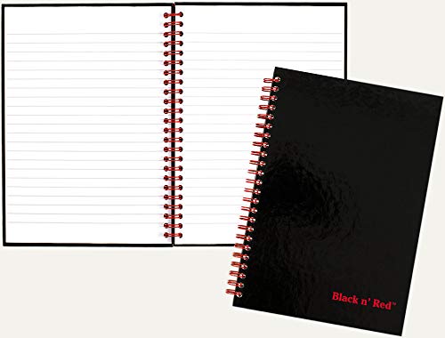 Premium Black n' Red Twin Spiral Hardcover Notebook - Medium Size, 70 Ruled Sheets, Pack of 6 (L67000) - Perfect for Office, School & Journaling