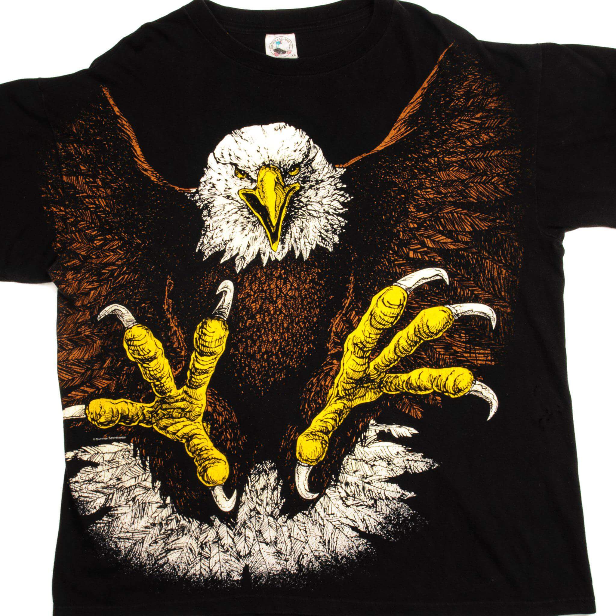 Vintage Bald Eagle All Over Print T-Shirt for Men - XL Size - Patriotic American Flag Graphic Tee - Perfect for 4th of July, Veterans Day & Outdoor Activities