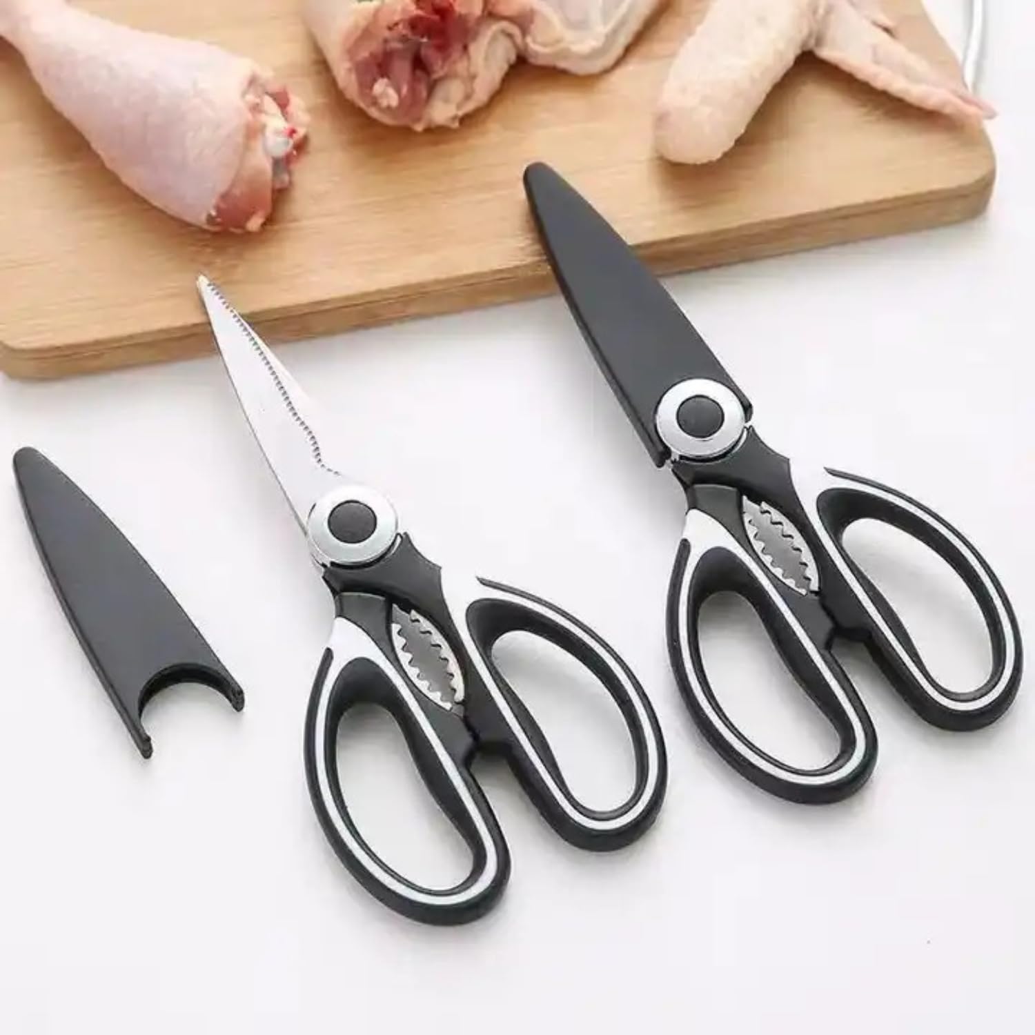 NYZA Heavy Duty Stainless Steel Kitchen Scissors - Multi-Purpose Food Shears for Meat, Poultry, Fish & Cooking - Dishwasher Safe Raptor Scissors (1-Pack) - Perfect for Meal Prep, Butchering & Food Processing