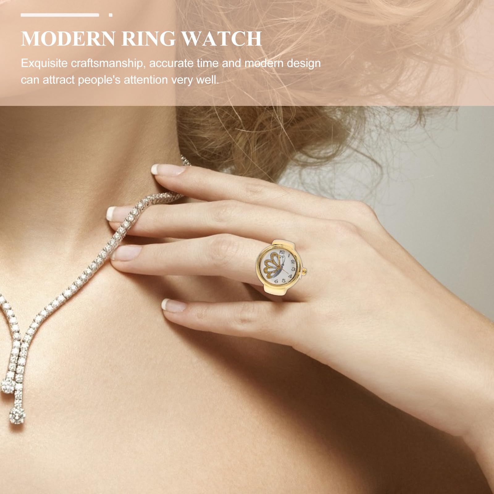 Elegant Gold Butterfly Finger Ring Watch - Vintage Round Quartz Timepiece for Women & Men - Perfect for Weddings, Valentines Day & Special Occasions