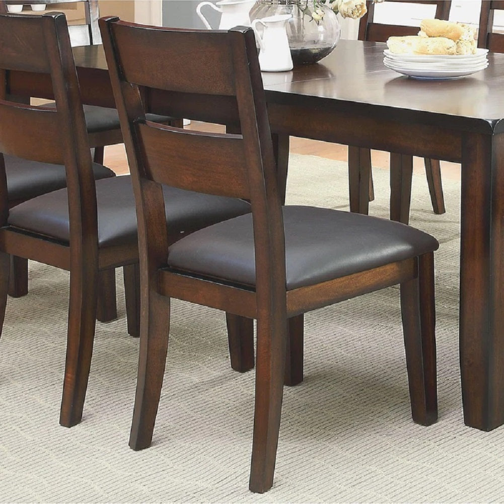 Dark Cherry Finish Solid Wood Transitional Style Kitchen Dining Chairs Set of 2 - Bold & Sturdy Design with Padded Leatherette Seats - Perfect for Dining Room, Kitchen Island, or Breakfast Nook