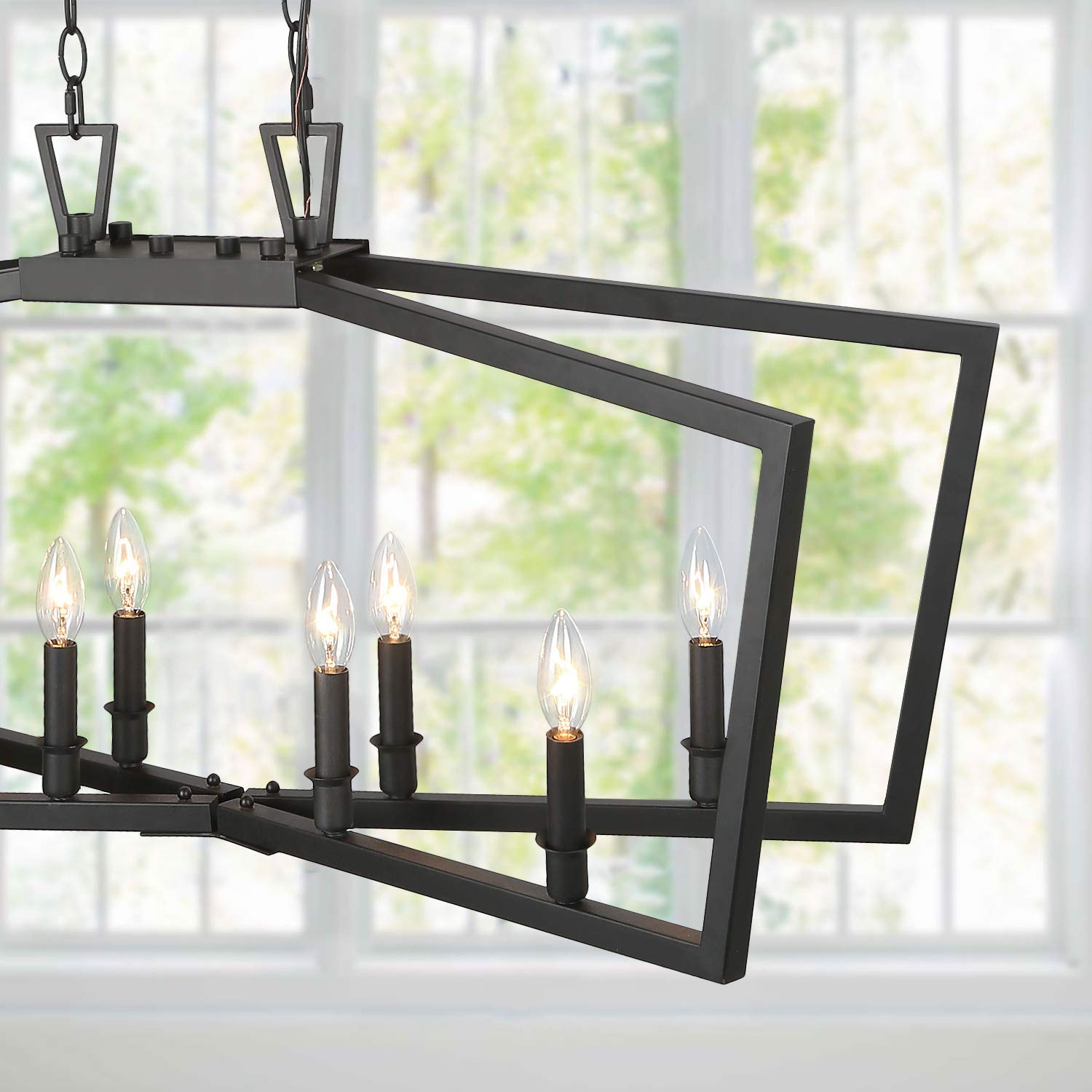 KSANA Black Chandelier - Modern 8-Light Metal Ceiling Fixture for Dining Room & Kitchen Island Lighting | Perfect for Farmhouse, Contemporary Home Decor