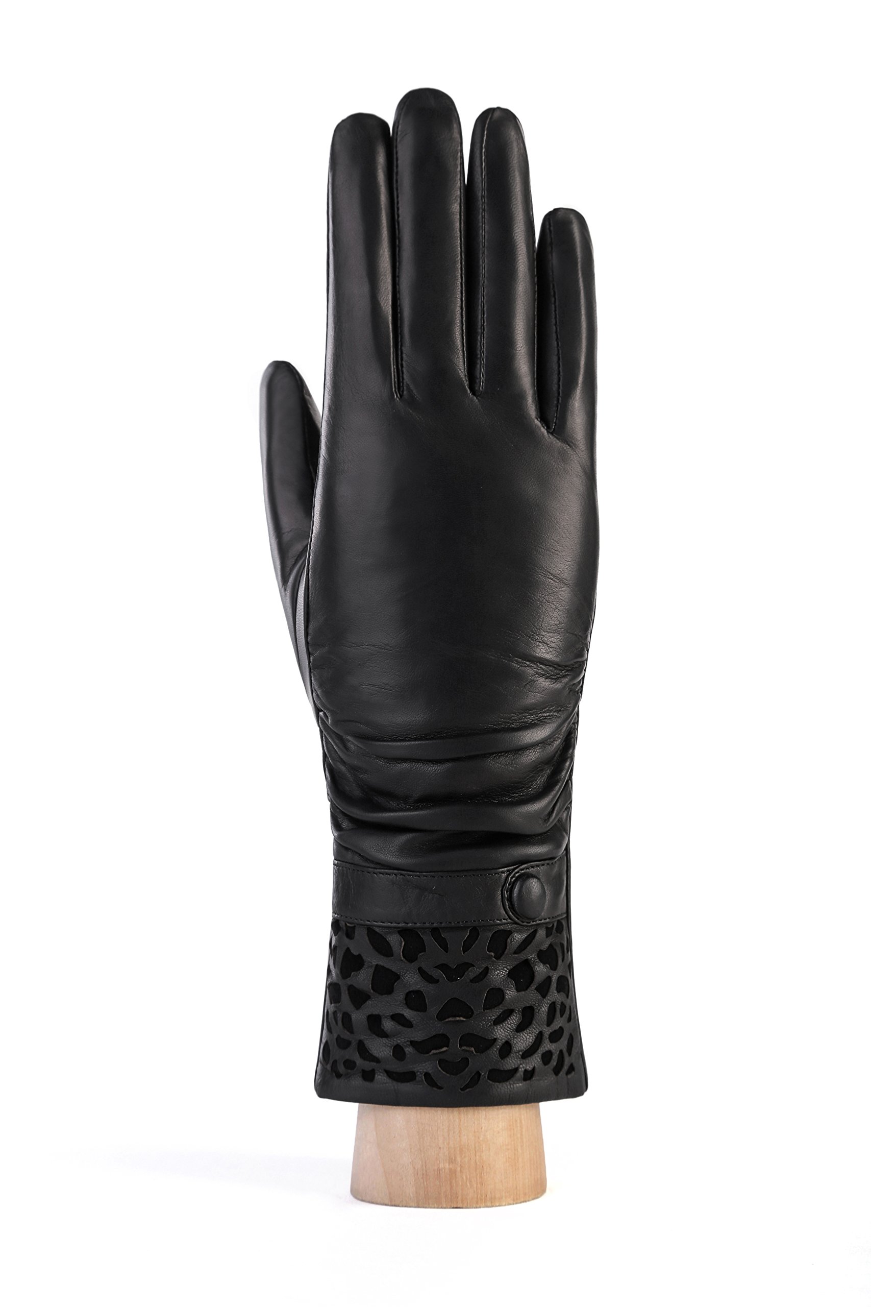 MoDA Women's Genuine Leather Winter Gloves - Wool Lined, Stenciled Design - Warm & Stylish for Outdoor Activities, Skiing, Snowboarding, and Cold Weather Fashion
