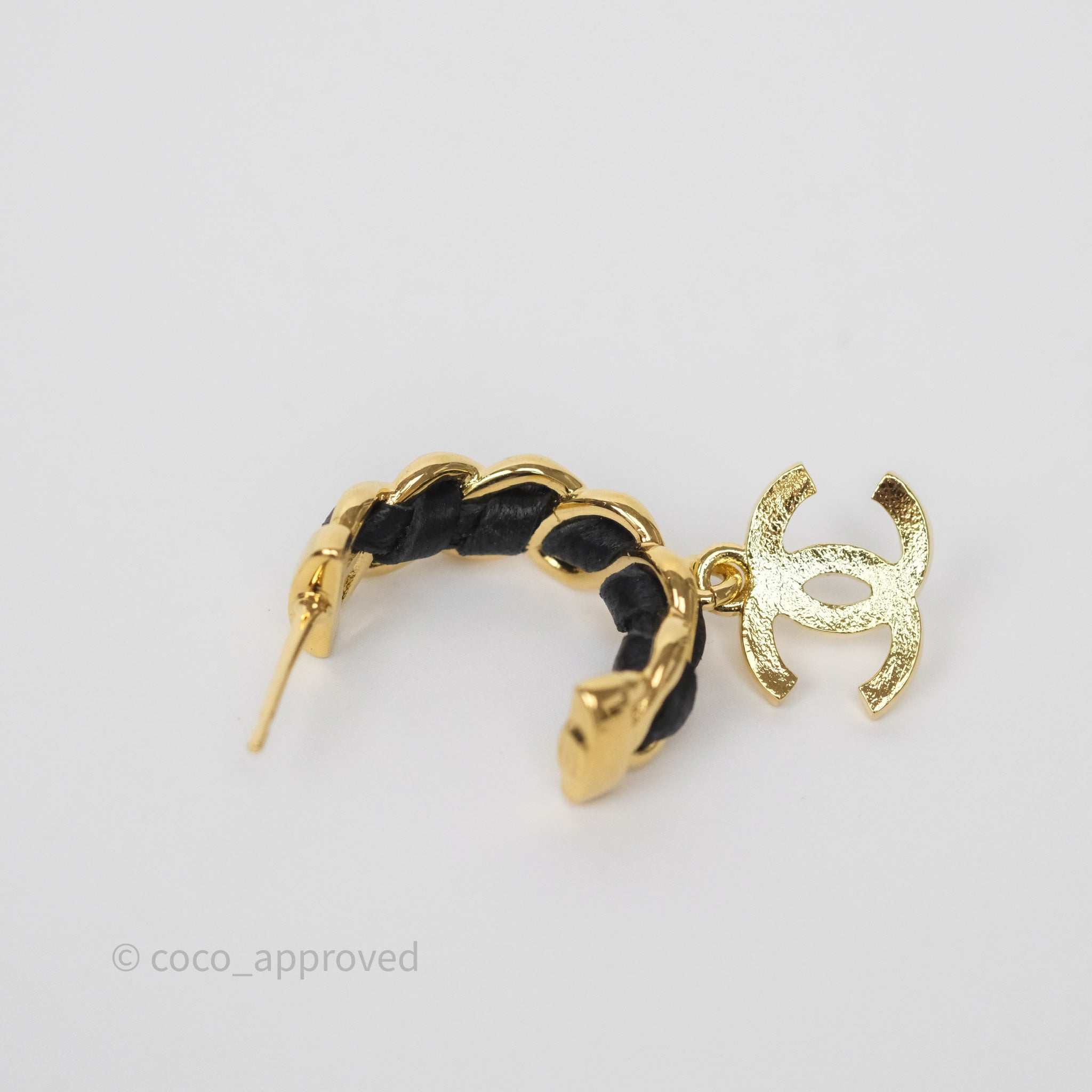 Chanel Braided Drop CC Hoop Earrings 24K Gold Plated - Luxury Fashion Jewelry for Women, Elegant Gift for Birthday, Anniversary & Special Occasions