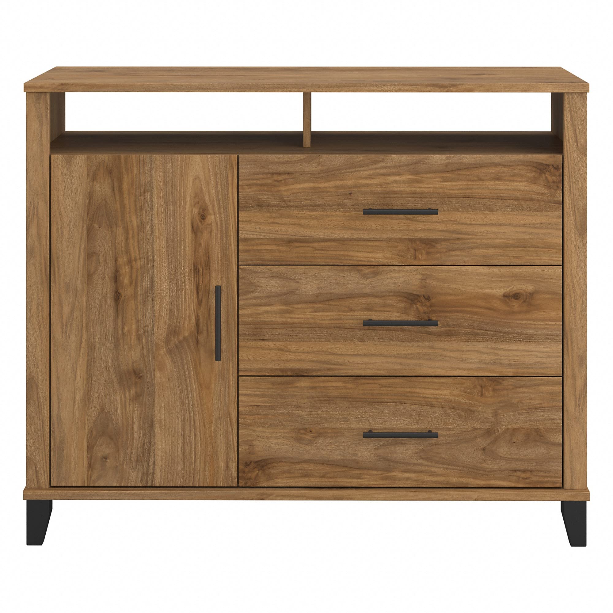 Bush Furniture Somerset 3-Drawer Dresser & TV Stand for Bedroom - Fresh Walnut Finish | Perfect for Small Spaces & Apartment Living