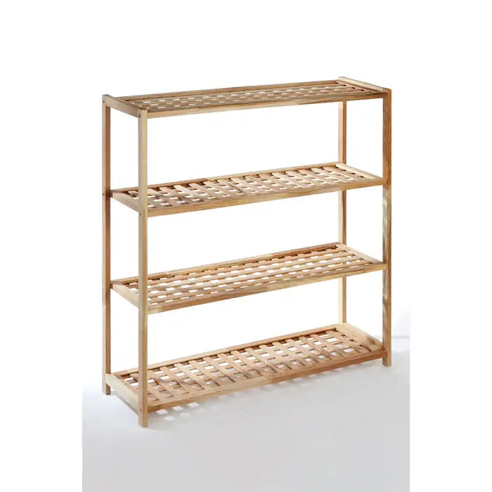 4 Tier Walnut Wood Shoe Rack Organizer - Sturdy Wooden Shoe Storage Shelf for Entryway, Closet & Bedroom - Space Saving Shoe Rack for Men & Women