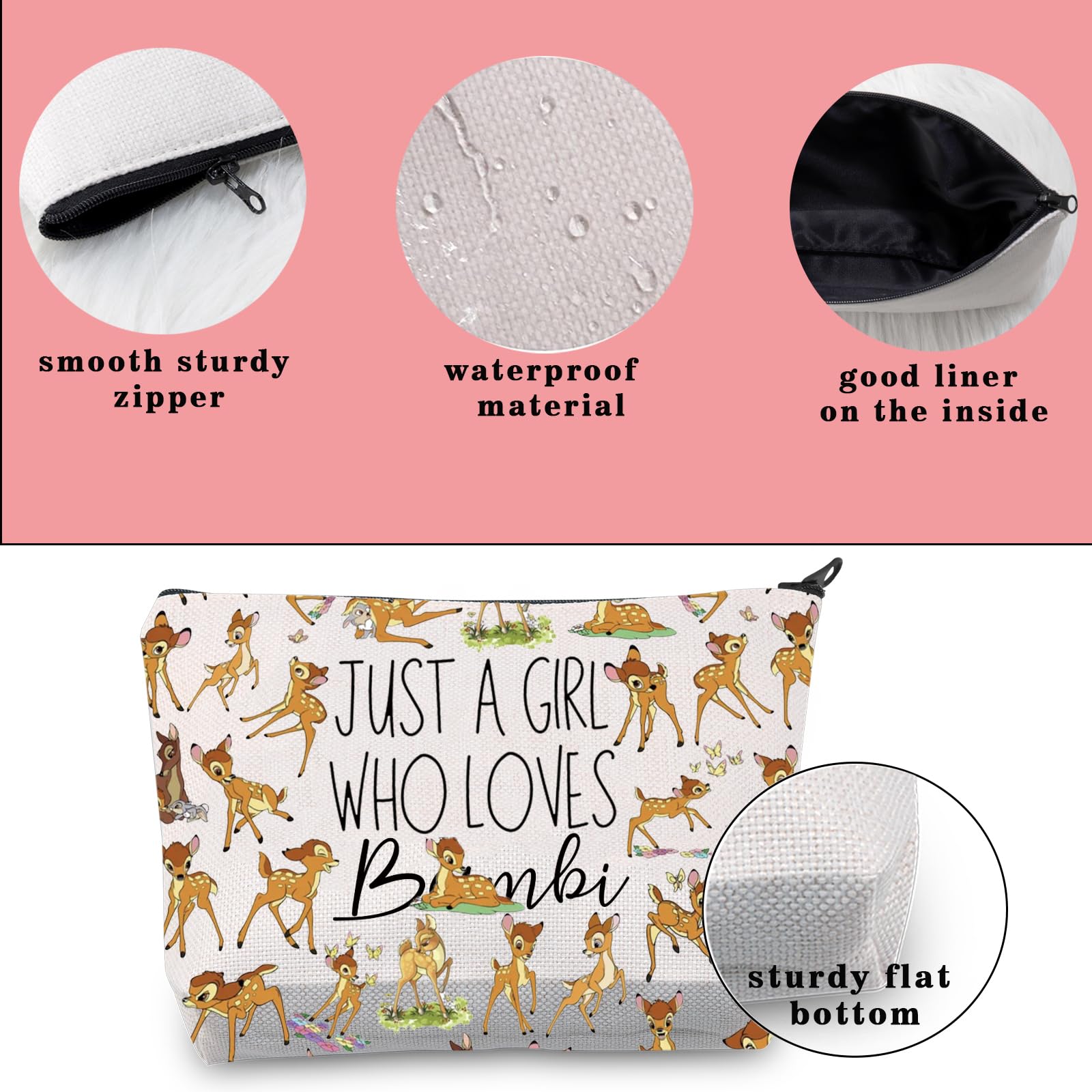 Deer Print Cosmetic Bag - Cute Animal Lover Makeup Pouch with Zipper Closure - Perfect Gift for Deer Enthusiasts & Movie Fans - Great for Travel, Daily Use & Cosmetics Storage