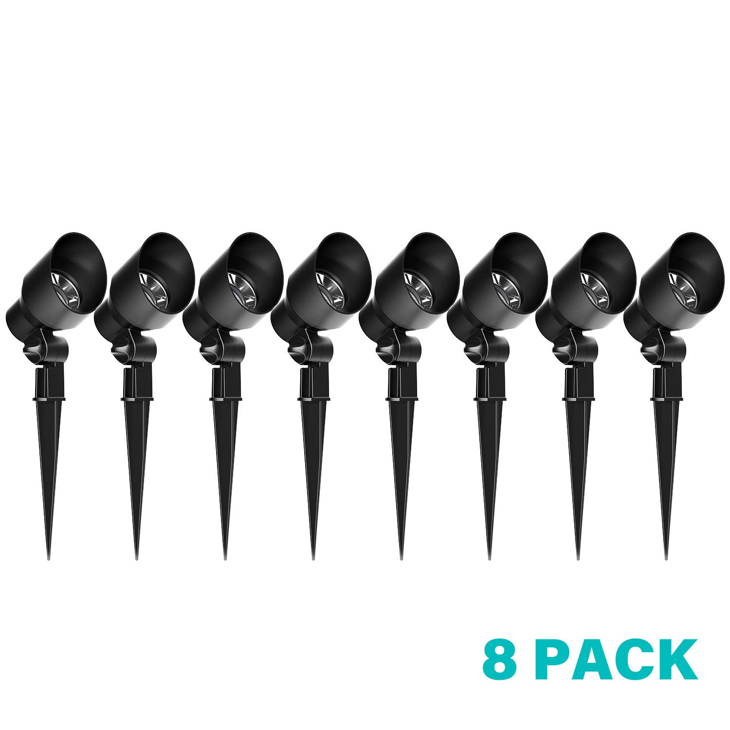 6 Watt LED Floodlight, 8 Pack - Waterproof Outdoor Landscape Lighting for Driveway, Yard, Lawn, Garden & Pathways - Bright Energy-Efficient Spotlights for Home Security & Decoration