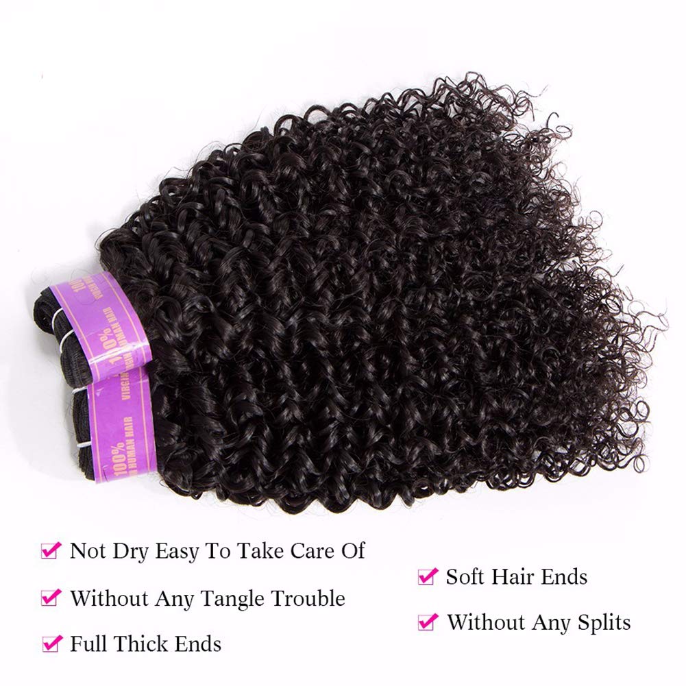 RECOOL 10A Brazilian Human Hair Extensions - 16 Inch Curly Hair Weft (1 Bundle) | Natural Color Virgin Hair for Styling & Volume | Perfect for Daily Wear, Parties & Special Occasions